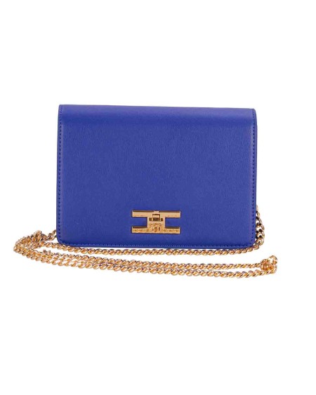 Shop ELISABETTA FRANCHI  Bag: Elisabetta Franchi shoulder bag with gold logo.
Lizard-effect synthetic material.
Metal groumette chain.
Maxi studded logo.
Front flap.
Measurements: l 14 x h 20 x d 8 cm.
Composition: 50% Polyurethane 50% Polyester.
Made in Italy.. BS03A41E2-828